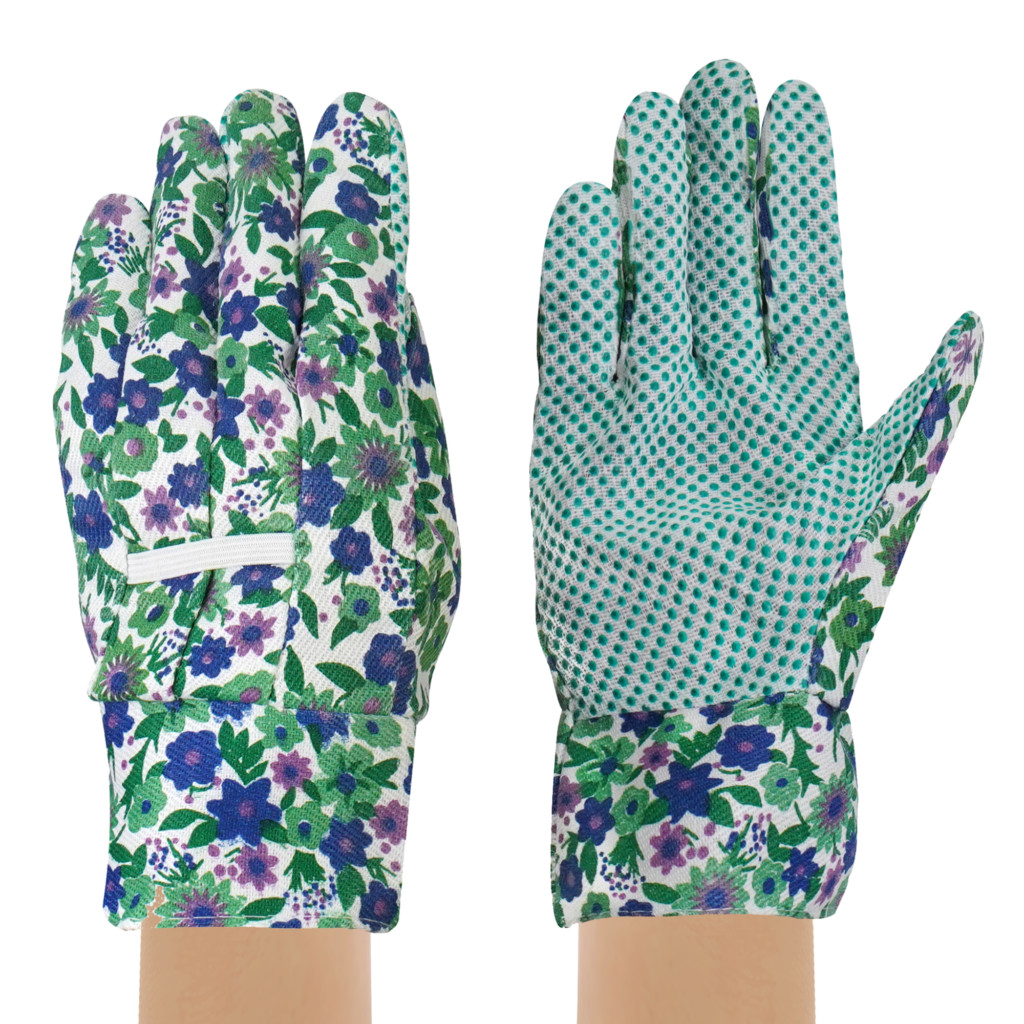 Ladies Garden Gardening Gloves Printed Flower Latex Cotton Back Washable S M L 